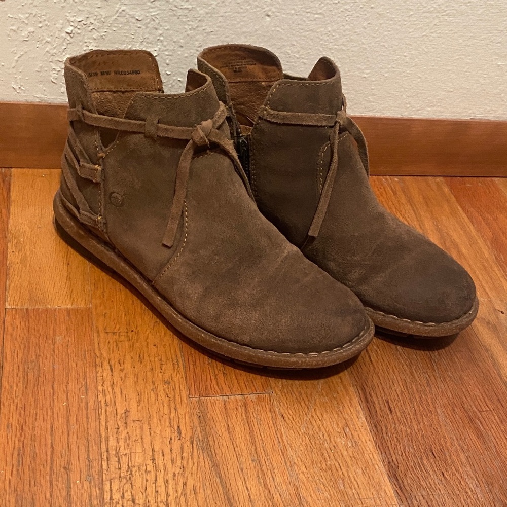 Born Women's Brown Suede Ankle Booties